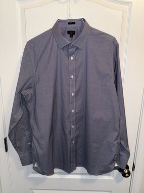 J. Crew Men's Blue Micro-Check Dress Shirt